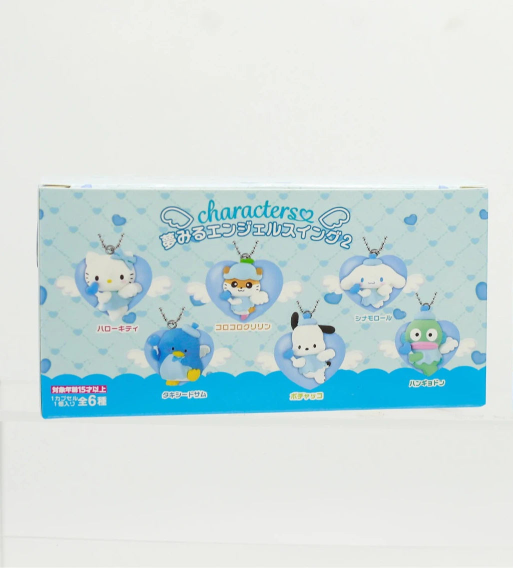Sanrio Hello Kitty Cinnamoroll Pochacco Hangyodon Anime Figure Toys Angel Shaped Pendant Blind Box Toys Bag Decoration Kids Gift