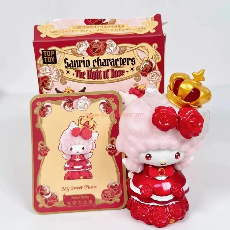 In Stock Product Genuine Sanrio Rose Night Series Blind Box Trendy Cute Handmade Desktop Ornament Collectible Birthday Gift