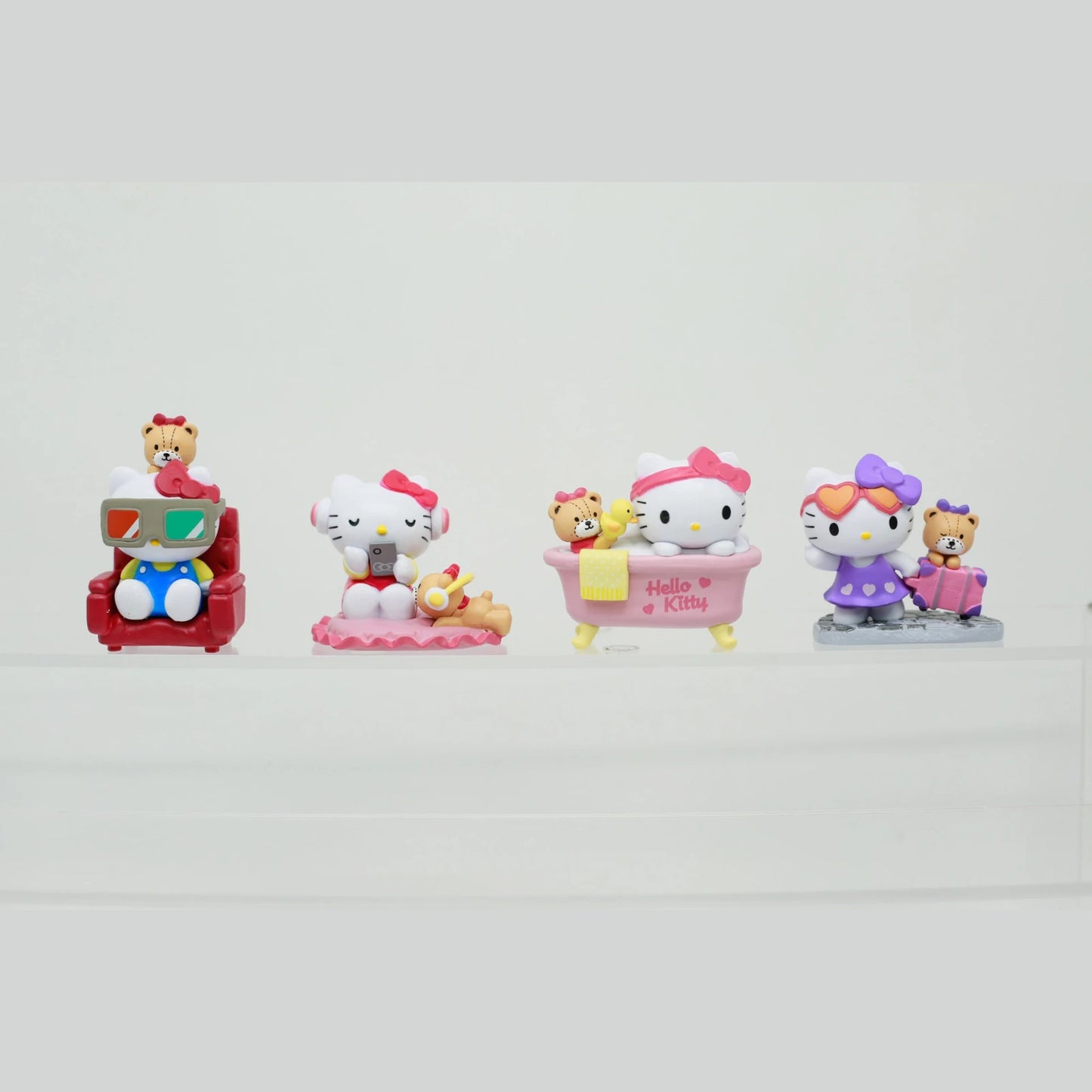 Sanrio Characters Hello Kitty Blind Box Toy Kawaii Figure Bath Travel Play Games Watch TV Scene Model Desk Car Decoration
