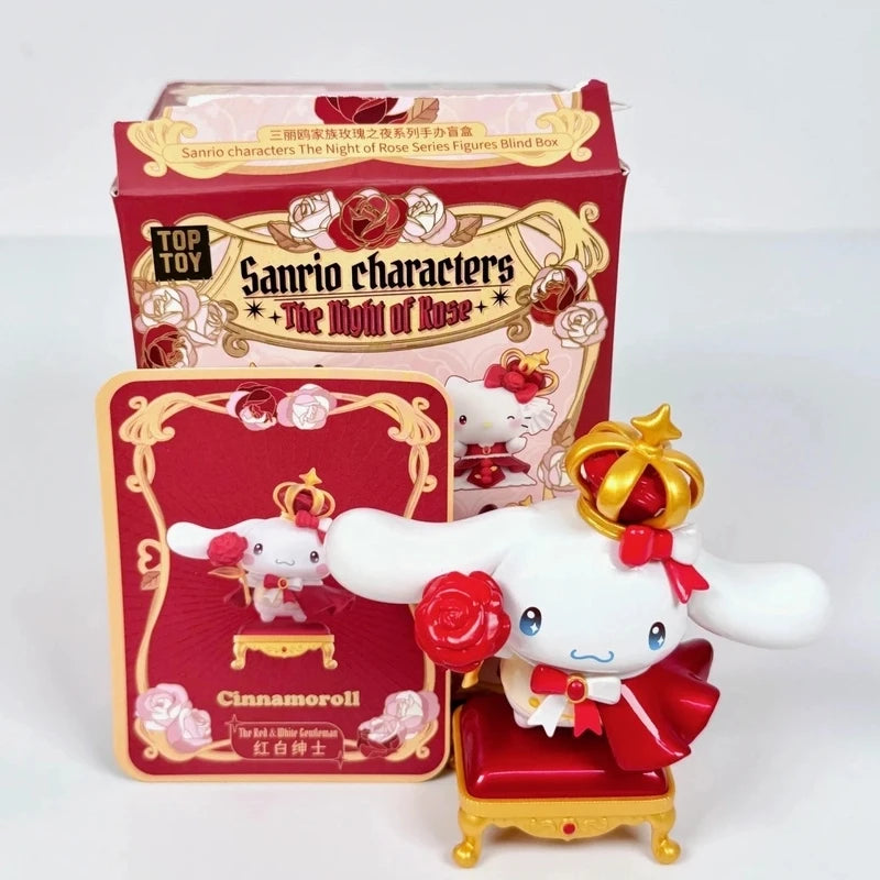 In Stock Product Genuine Sanrio Rose Night Series Blind Box Trendy Cute Handmade Desktop Ornament Collectible Birthday Gift
