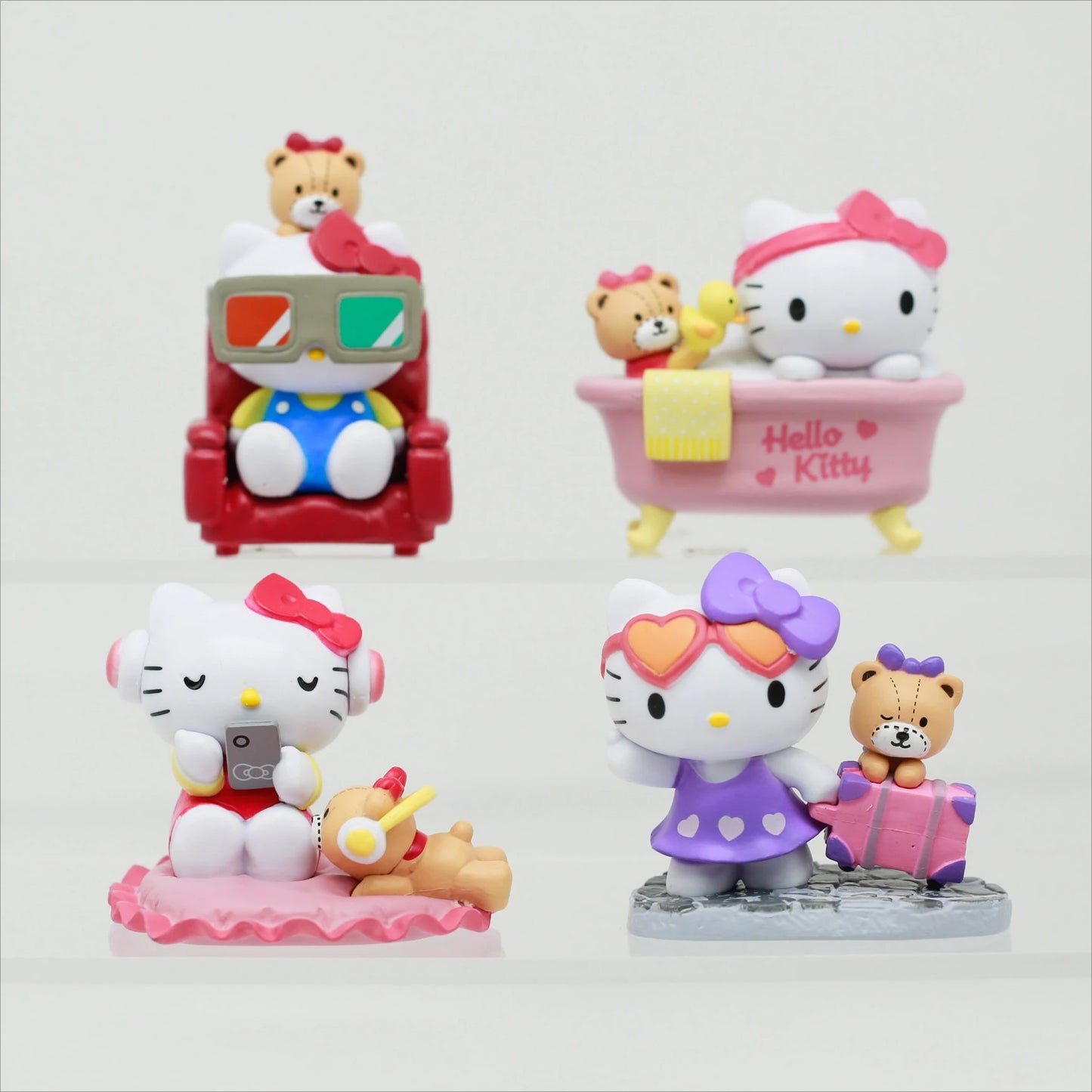 Sanrio Characters Hello Kitty Blind Box Toy Kawaii Figure Bath Travel Play Games Watch TV Scene Model Desk Car Decoration