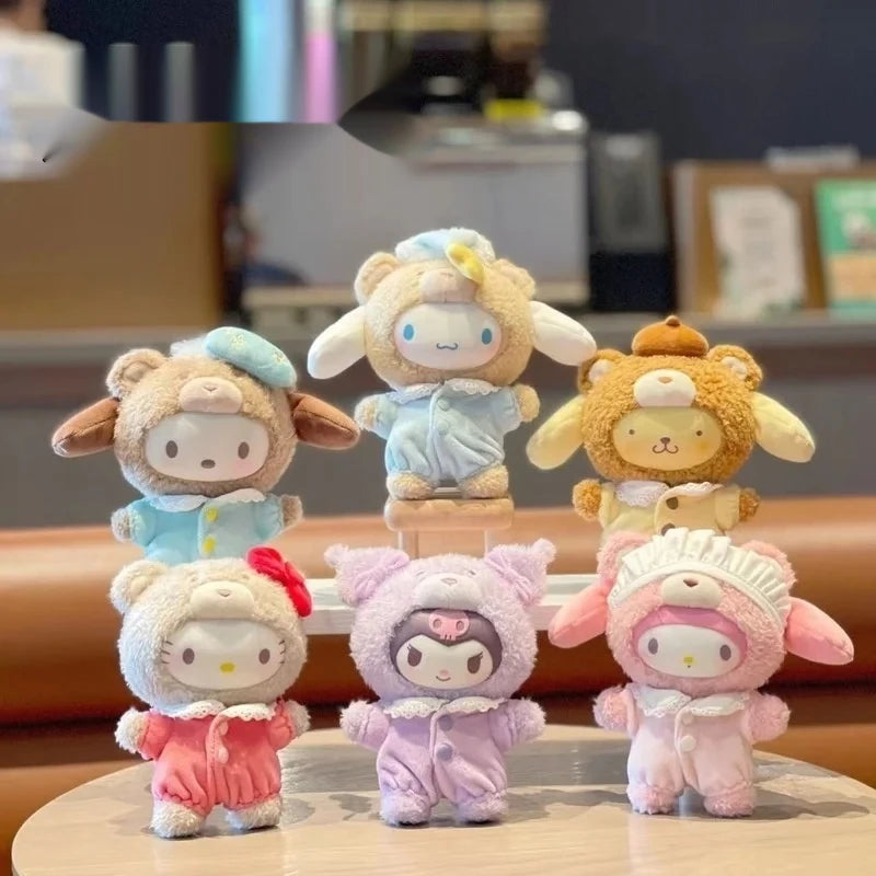 High Quality 1:1 Sanrio Characters Latte Baby Series Kuromi Kittycat Velvet Doll Blind Box Pendant Accessories Birthday Gift