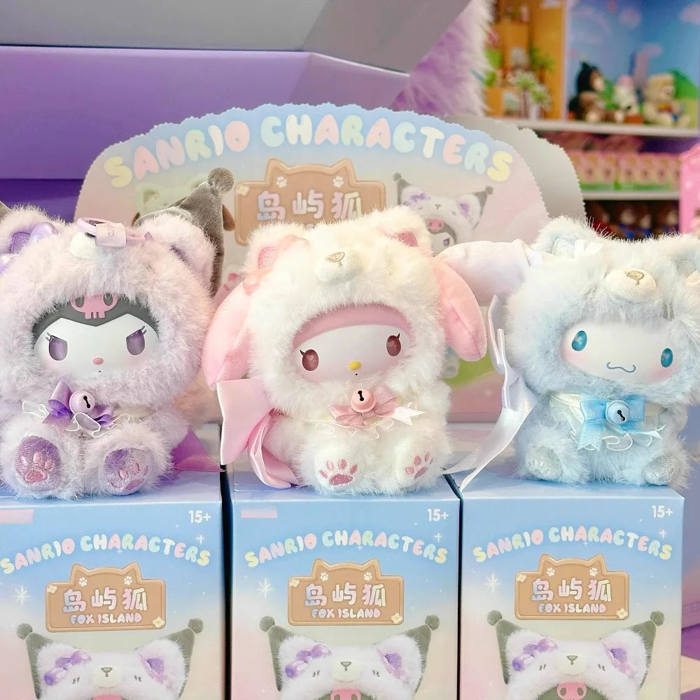 New Genuine Sanrio Characters Fox Island Series Vinyl Blind Box Toys Cartoon Hello Kitty Kuromi Cinnamoroll Pendents Trendy Gift