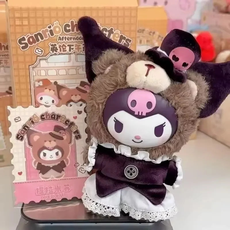 2025  Character Afternoon Tea Series Vinyl Mystery Blind Box British Style Kuromi Melody Surprise Hello Kitty Doll Toy Gif