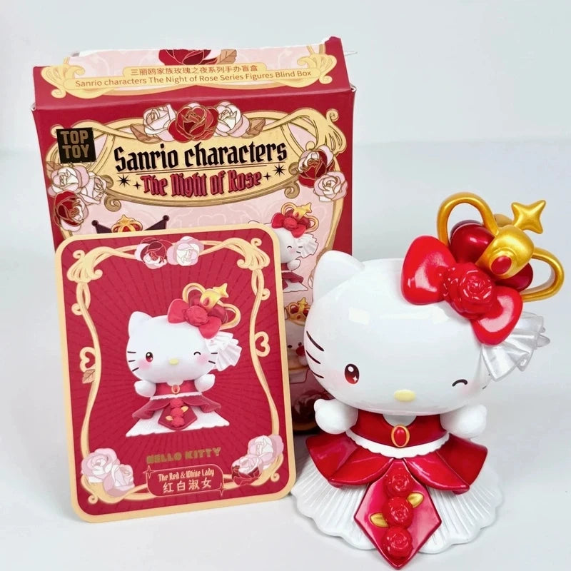 In Stock Product Genuine Sanrio Rose Night Series Blind Box Trendy Cute Handmade Desktop Ornament Collectible Birthday Gift