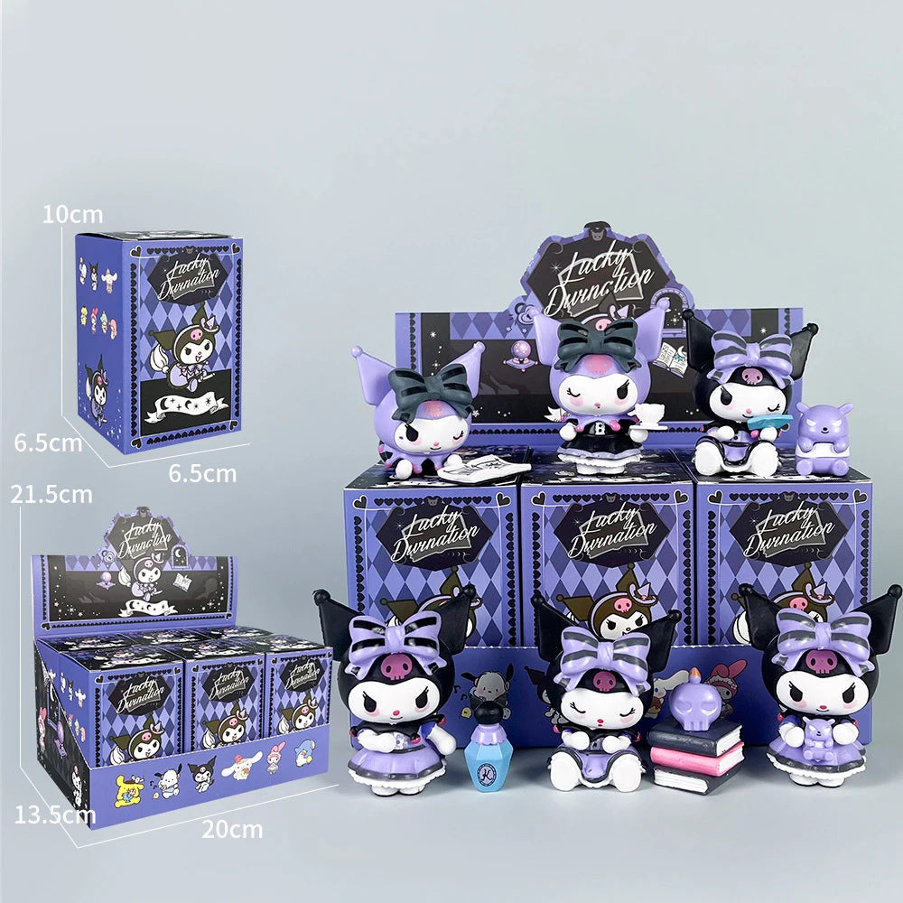 6Pcs Set Sanrio Kuromi Blind Box Lucky Divination Series Action Figure Doll Surprise Box Cute Model Anime Figures Collection Toy