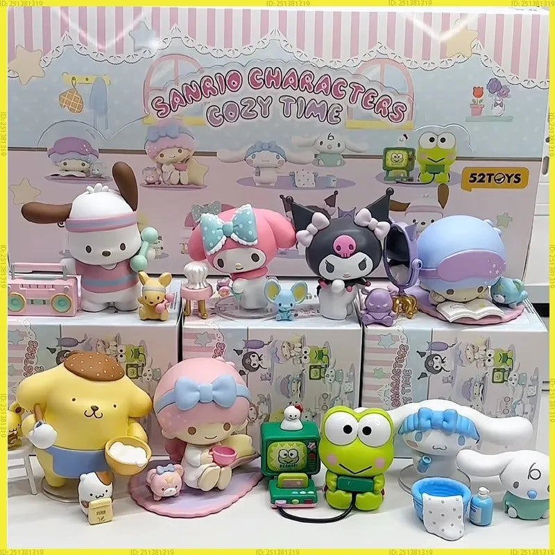 New Genuine Sanrio Characters Cozy Time Series Blind Box Model Hello Kitty Kuromi Melody Collectibles Trendy Toys Girl Kids Gift