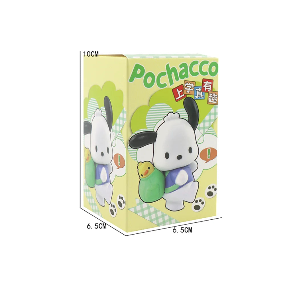 Sanrio Pochacco Go to School Cartoon Anime Figure Doll Model Decorate Action Figures Hobbies Children'S Toys Christmas Gift