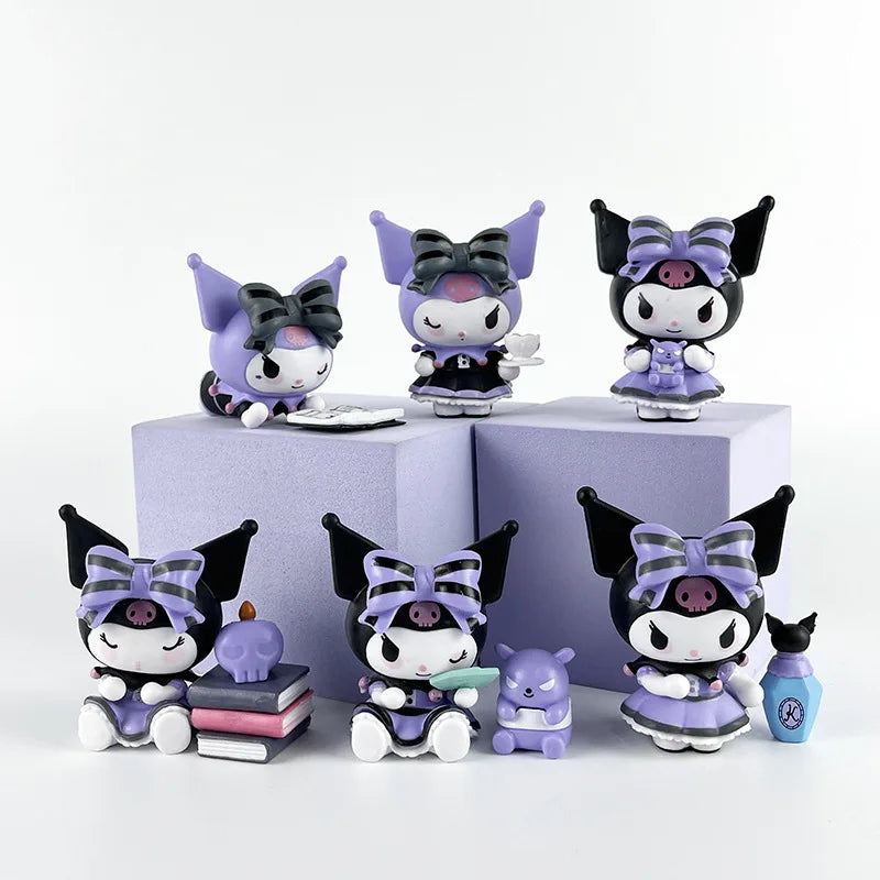6Pcs Set Sanrio Kuromi Blind Box Lucky Divination Series Action Figure Doll Surprise Box Cute Model Anime Figures Collection Toy