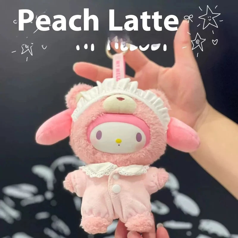 High Quality 1:1 Sanrio Characters Latte Baby Series Kuromi Kittycat Velvet Doll Blind Box Pendant Accessories Birthday Gift