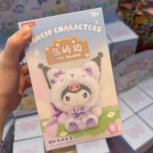 New Genuine Sanrio Characters Fox Island Series Vinyl Blind Box Toys Cartoon Hello Kitty Kuromi Cinnamoroll Pendents Trendy Gift