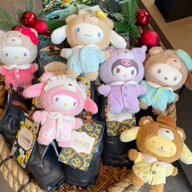 High Quality 1:1 Sanrio Characters Latte Baby Series Kuromi Kittycat Velvet Doll Blind Box Pendant Accessories Birthday Gift