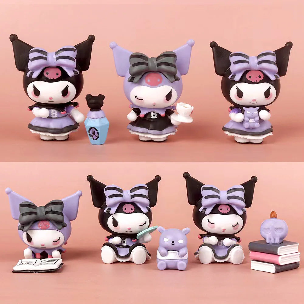 6Pcs Set Sanrio Kuromi Blind Box Lucky Divination Series Action Figure Doll Surprise Box Cute Model Anime Figures Collection Toy