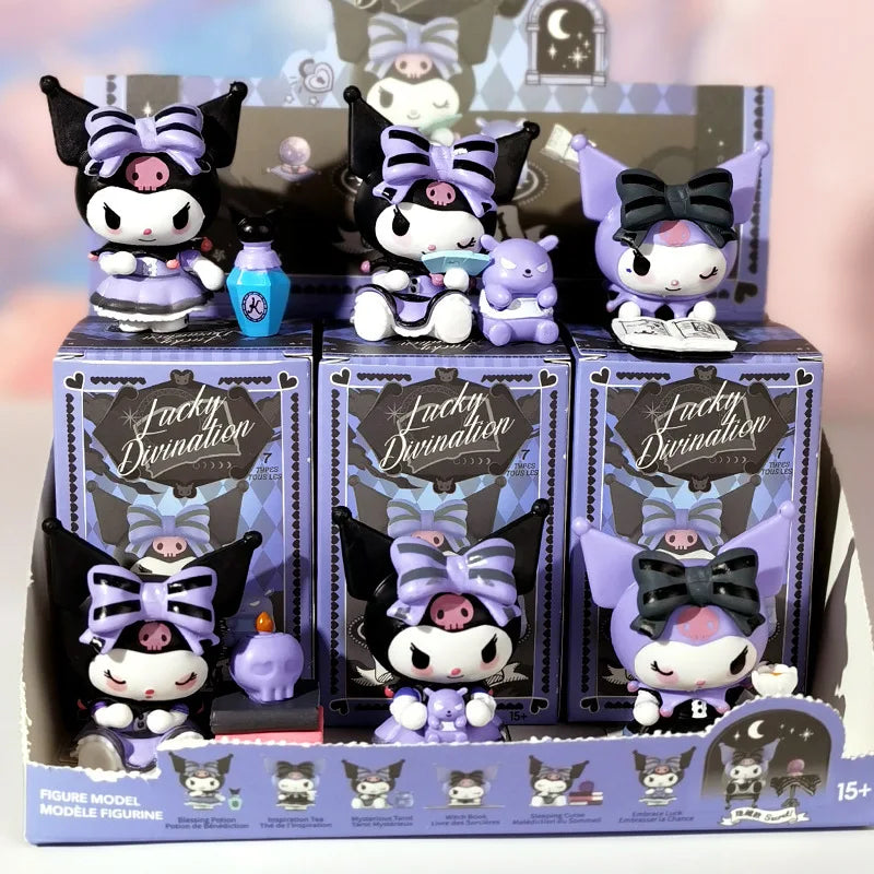 6Pcs Set Sanrio Kuromi Blind Box Lucky Divination Series Action Figure Doll Surprise Box Cute Model Anime Figures Collection Toy