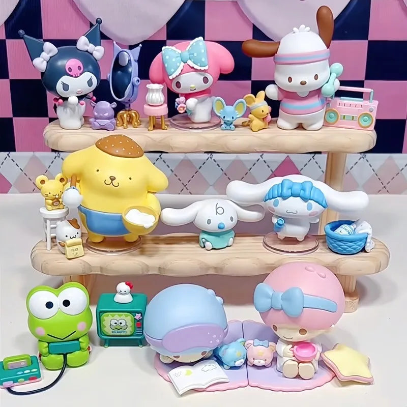 New Genuine Sanrio Characters Cozy Time Series Blind Box Model Hello Kitty Kuromi Melody Collectibles Trendy Toys Girl Kids Gift