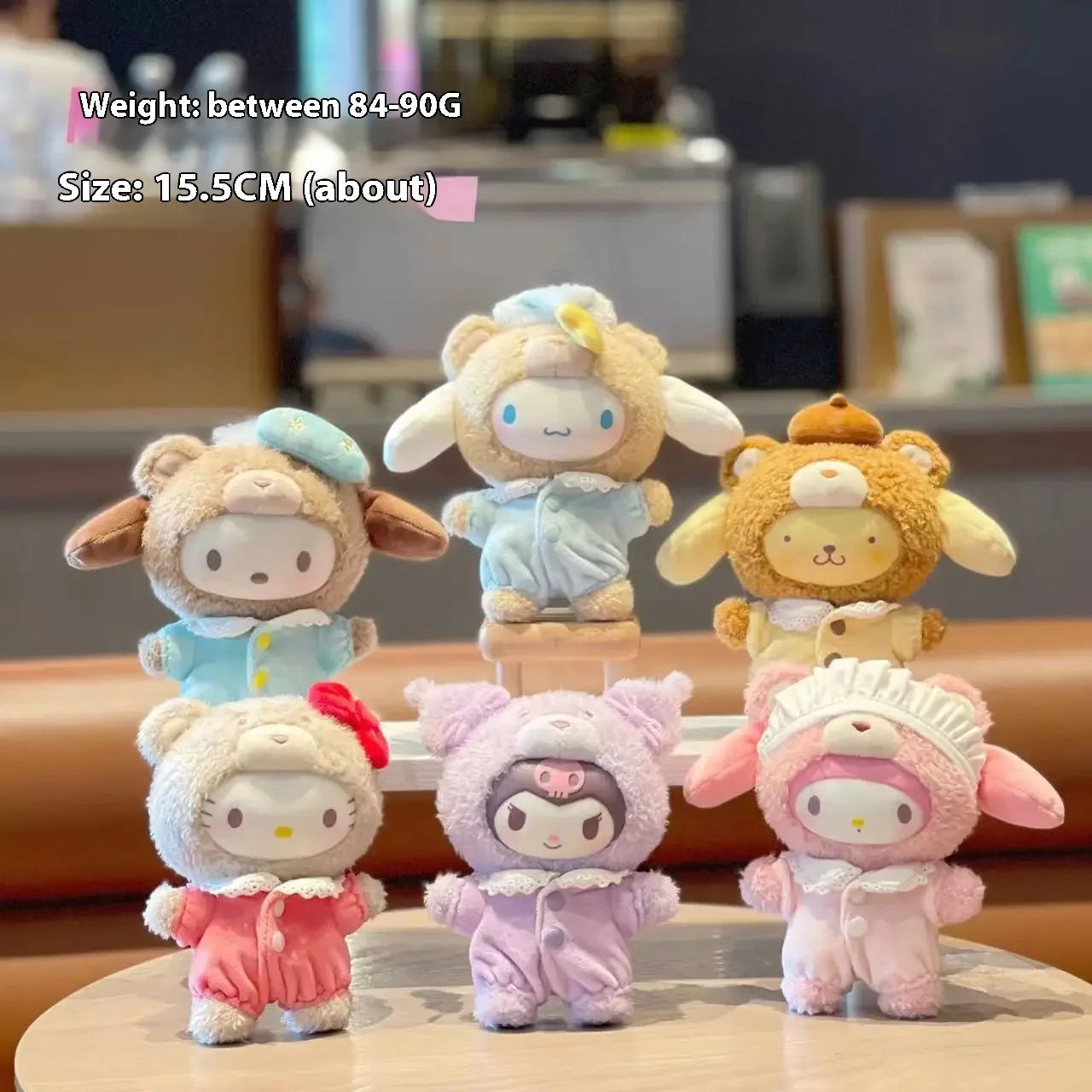 High Quality 1:1 Sanrio Characters Latte Baby Series Kuromi Kittycat Velvet Doll Blind Box Pendant Accessories Birthday Gift